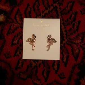 Kate spade rose gold flamingo studs